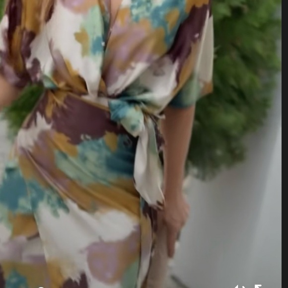 Multicolor Abstract Wrap Dress - Picture 2 of 3